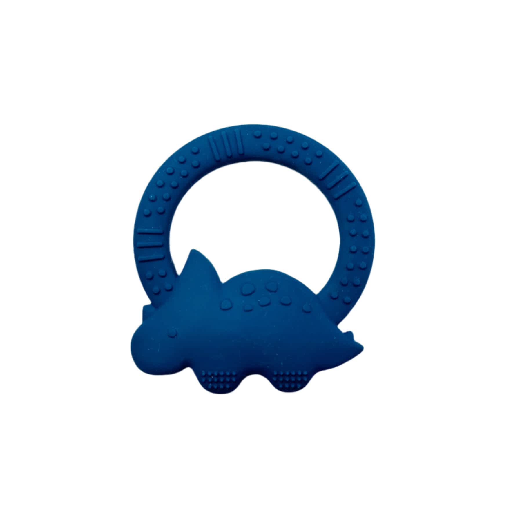 Blue Dinosaur Silicone Teether for Babies & Safe Soothing for Teething Relief