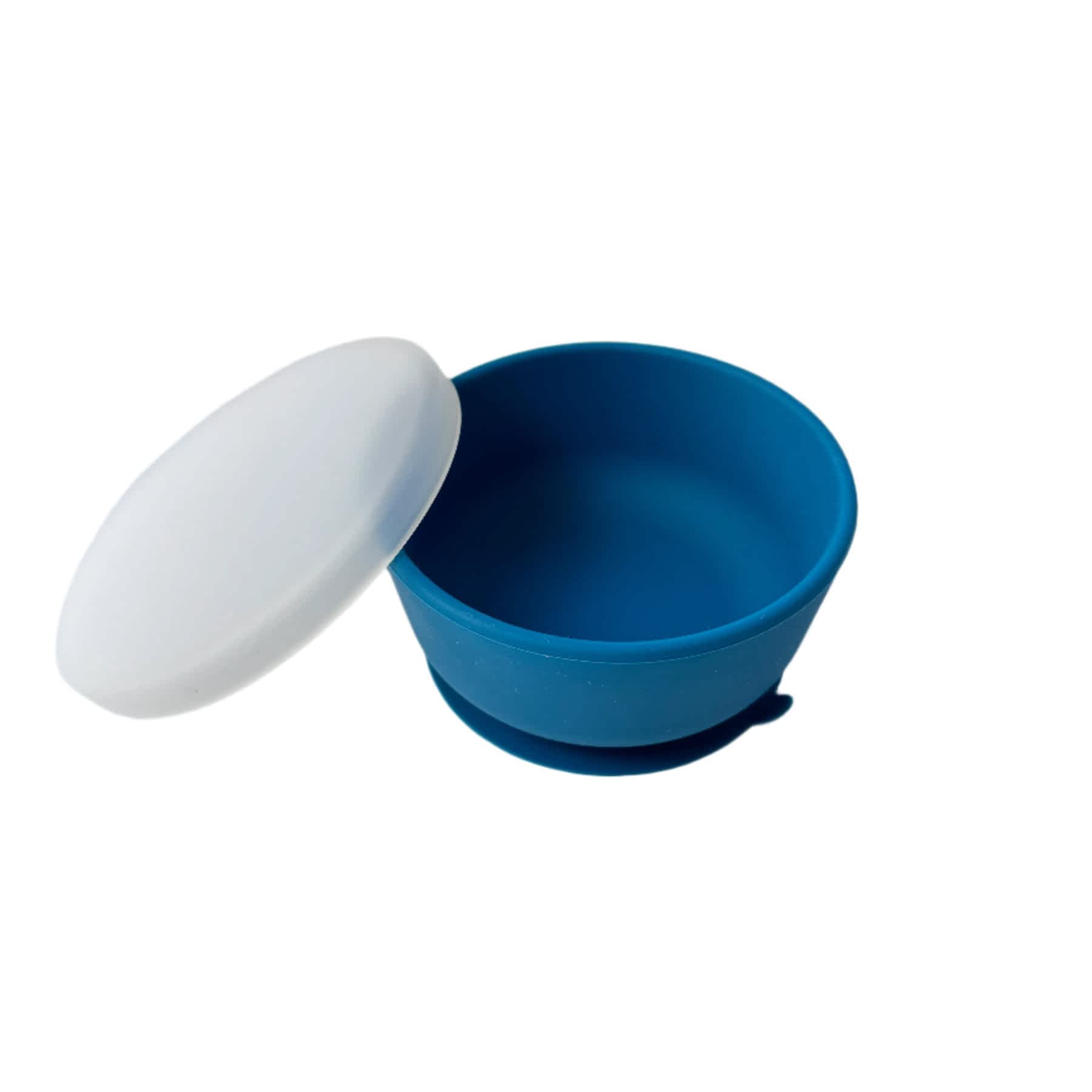 Blue Silicone Suction Bowl with Lid for Babies, Toddlers and Children