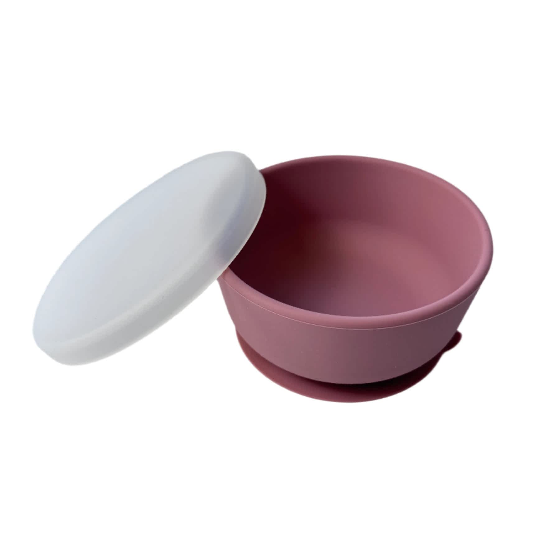 Pink Silicone Suction Bowl with Lid for Babies, Toddlers and Children