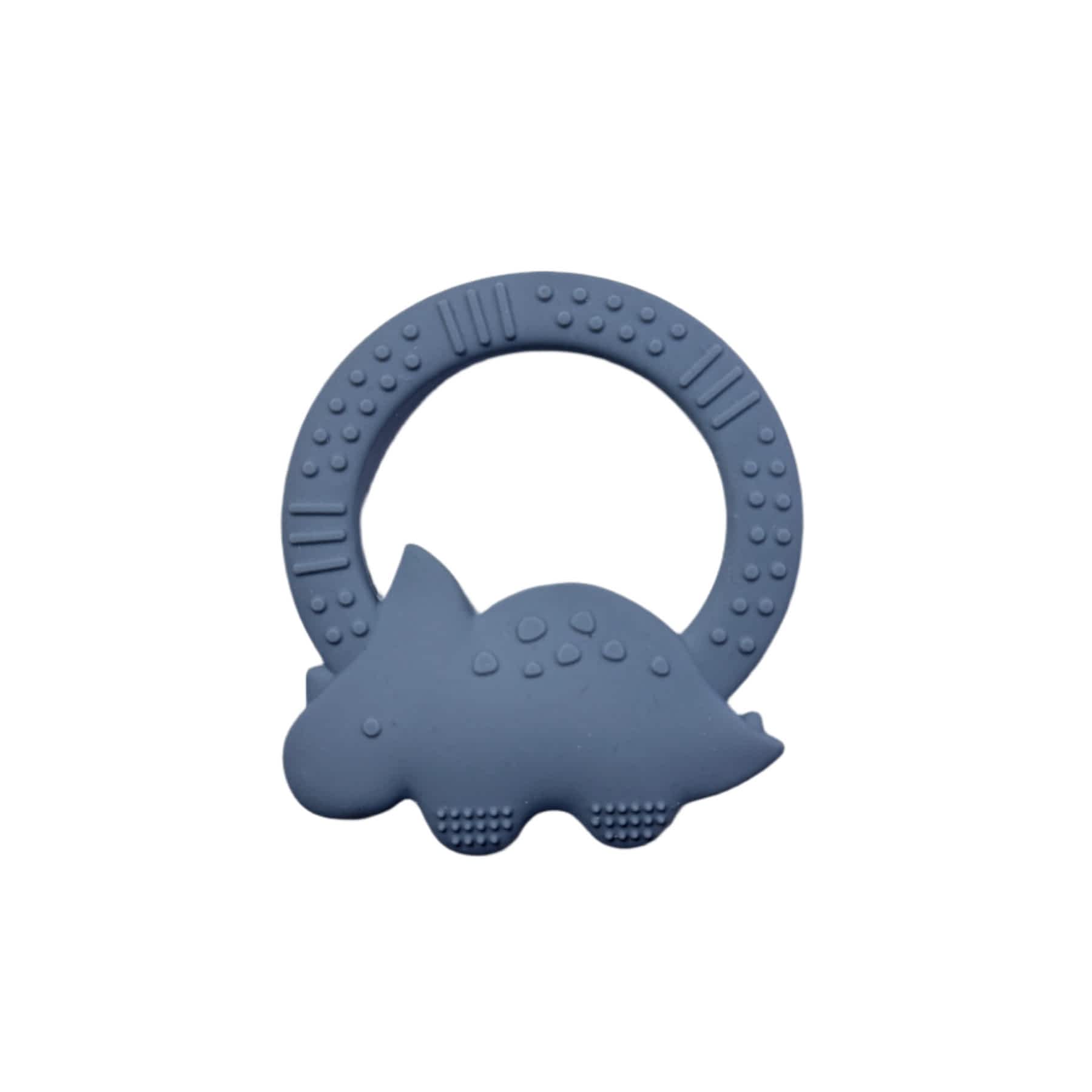 Stone Blue Dinosaur Silicone Teether for Babies & Safe Soothing for Teething Relief