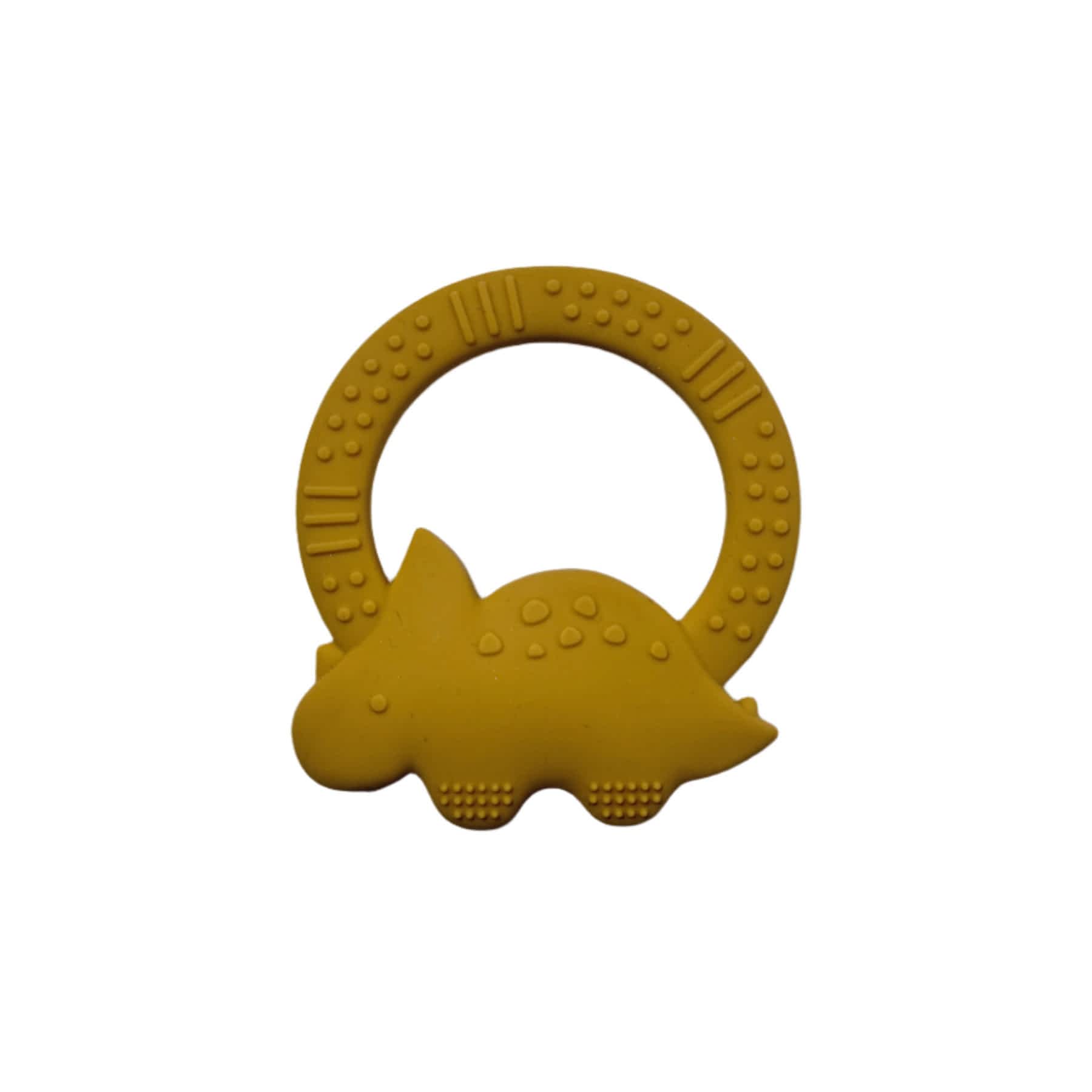 Yellow Dinosaur Silicone Teether for Babies & Safe Soothing for Teething Relief